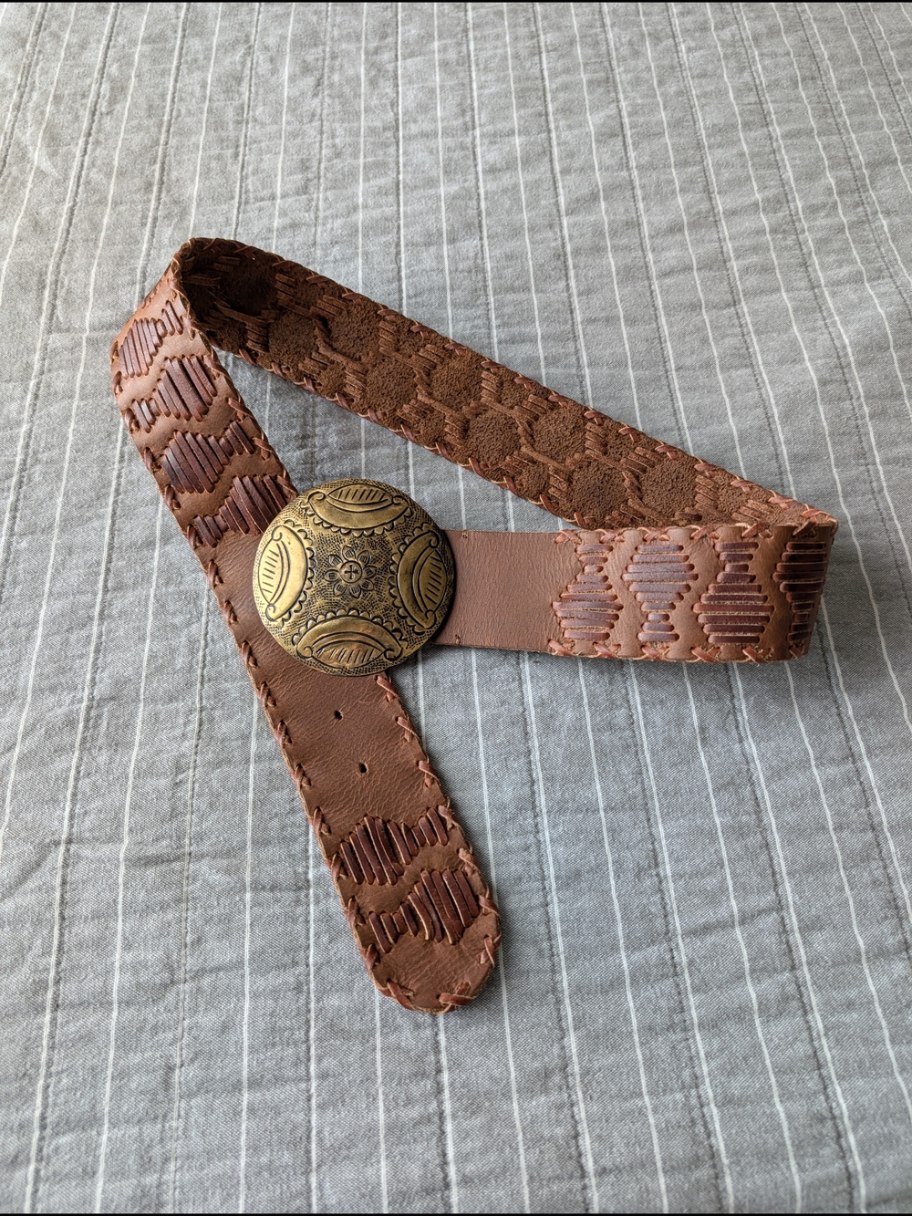 Chico's Vintage Concho Bohemian Woven Belt Size 33.25" Buckle To Center Hole